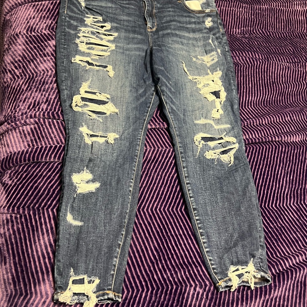 American Eagle Outfitters Ripped Blue Skinny Jeans